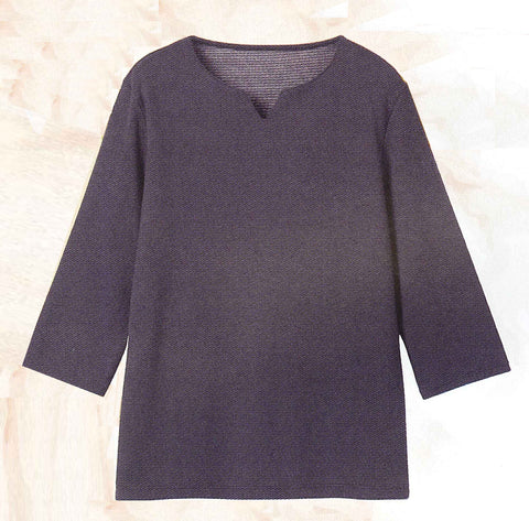 【在庫1点のみ】ow142 ネオロン(neoron) エアリータッチ アクセントネック7分袖 2024