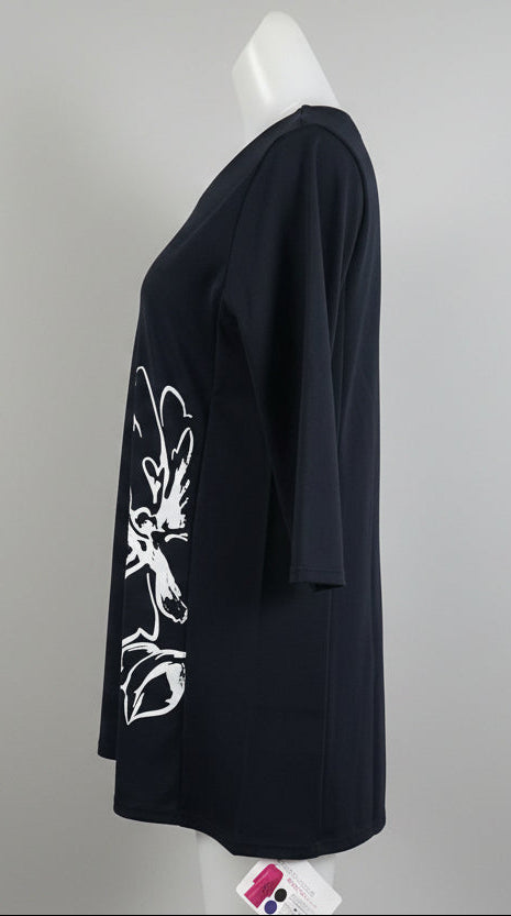 【訳あり品】NAWA  7分袖チュニック（ワイルドフラワー柄）